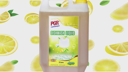 PGR Dishwash Liquid(PACK OF 5) - Advanced Grease Fighting Formula for Sparkling Clean Dishes - (Lemon) 5 L