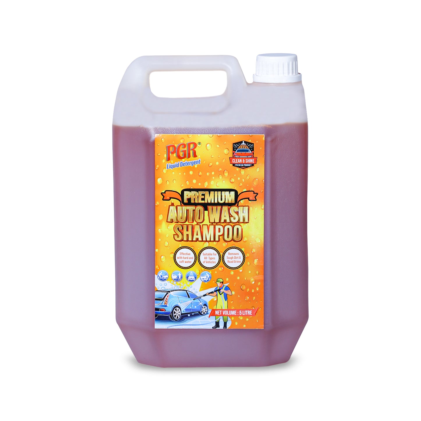 PGR 5 Ltr Foam Car Wash Shampoo Concentrate - pH Neutral, Thick Suds With Shine Enhancing Formula - Premium Auto Wash Shampoo That Works With Both Bucket Wash And Foam - PGR  Liquid Detergent