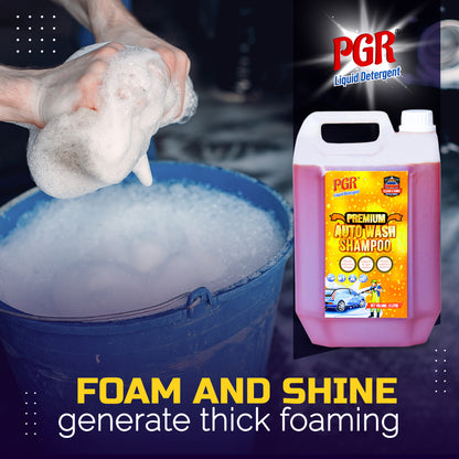 PGR 5 Ltr Foam Car Wash Shampoo Concentrate - pH Neutral, Thick Suds With Shine Enhancing Formula - Premium Auto Wash Shampoo That Works With Both Bucket Wash And Foam - PGR  Liquid Detergent