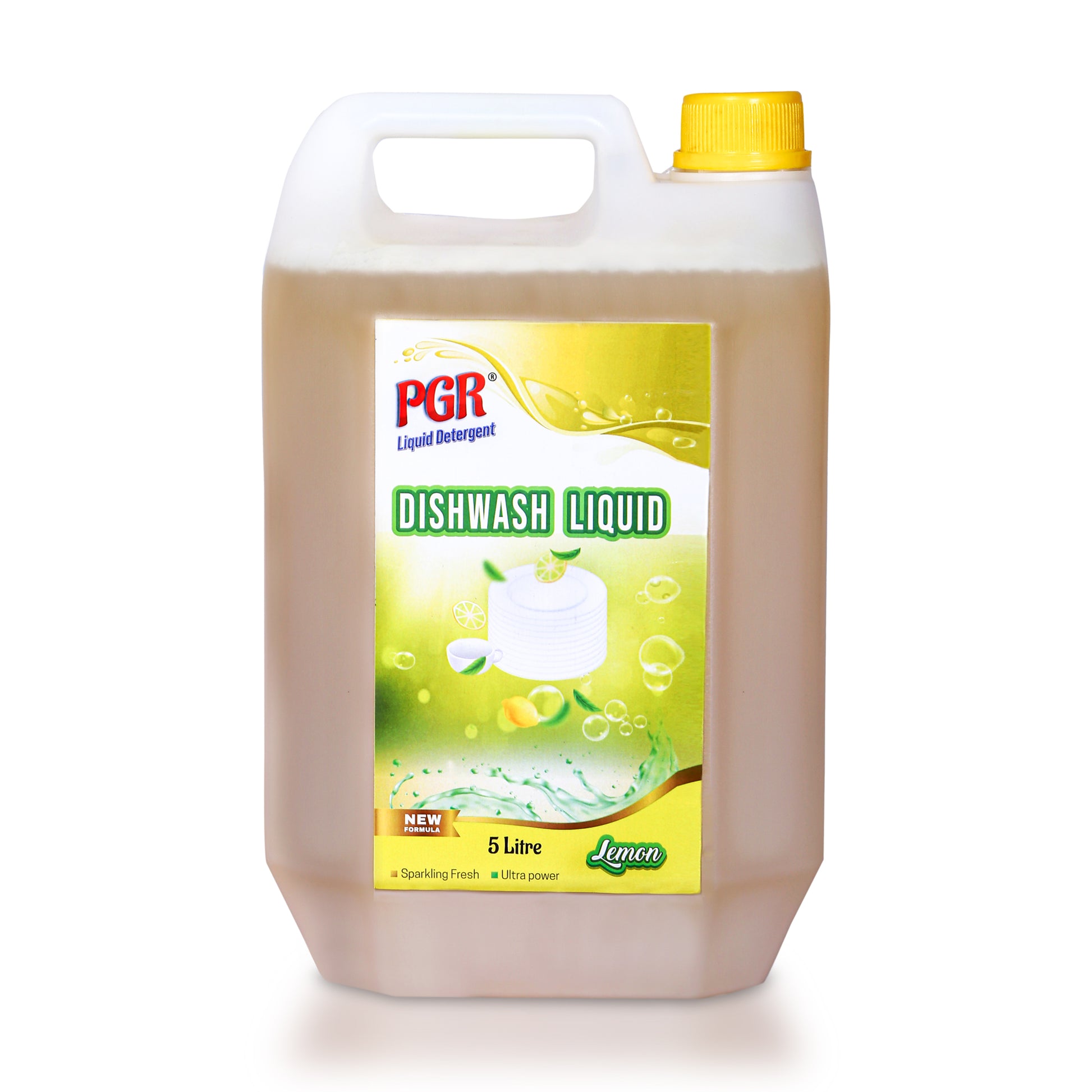 PGR Dishwash Liquid Gel 5 Liters, With Lemon Fragrance, Leaves No Residue, Grease Cleaner For All Utensils, 5 Litres - PGR  Liquid Detergent