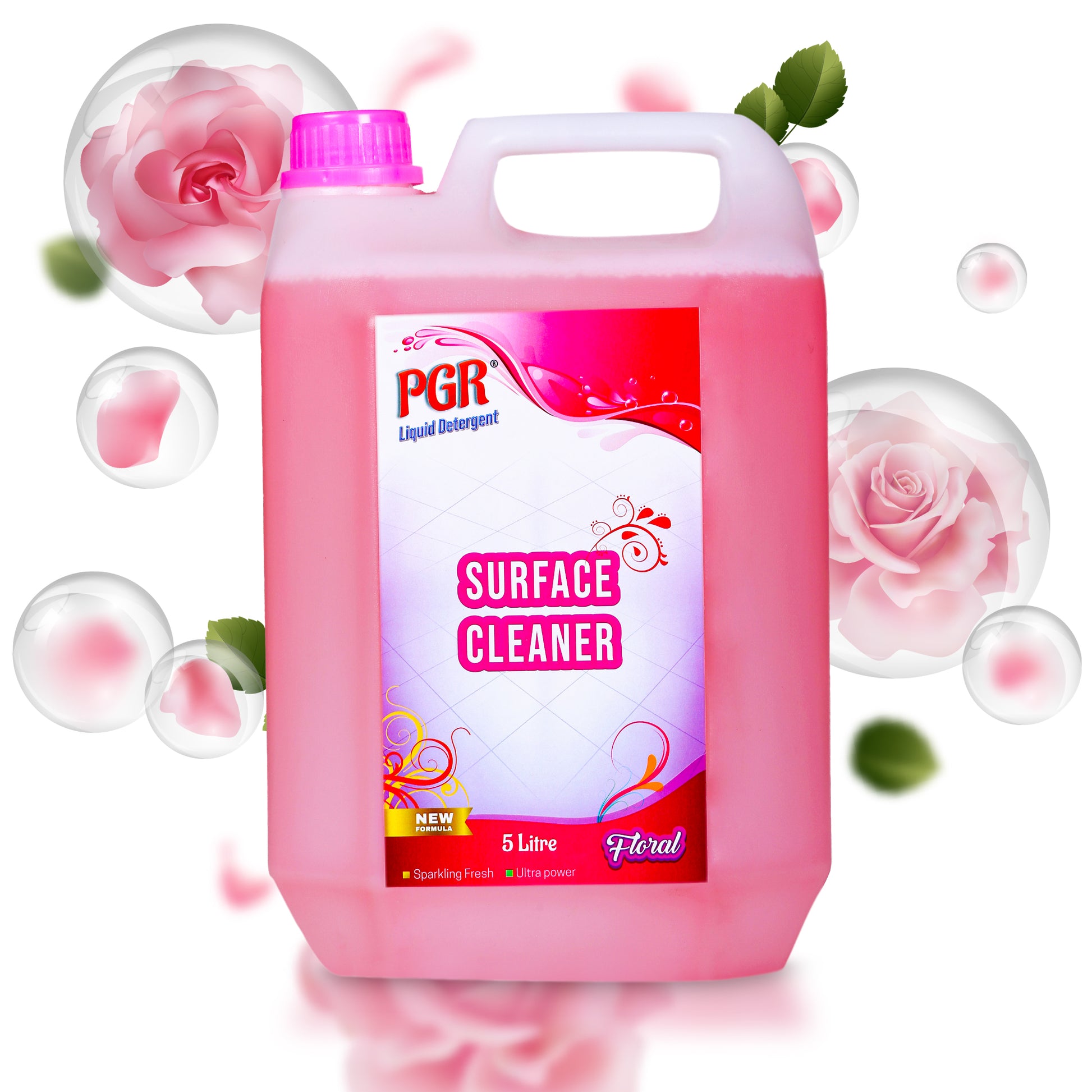 PGR Disinfectant Surface & Floor Cleaner Liquid, Floral Fragrance - 5 Litre, Suitable for All Floors and Cleaner Mops, Anti Bacterial Formulation - PGR  Liquid Detergent