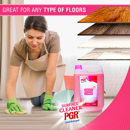 PGR Disinfectant Surface & Floor Cleaner Liquid, Floral Fragrance - 5 Litre, Suitable for All Floors and Cleaner Mops, Anti Bacterial Formulation - PGR  Liquid Detergent